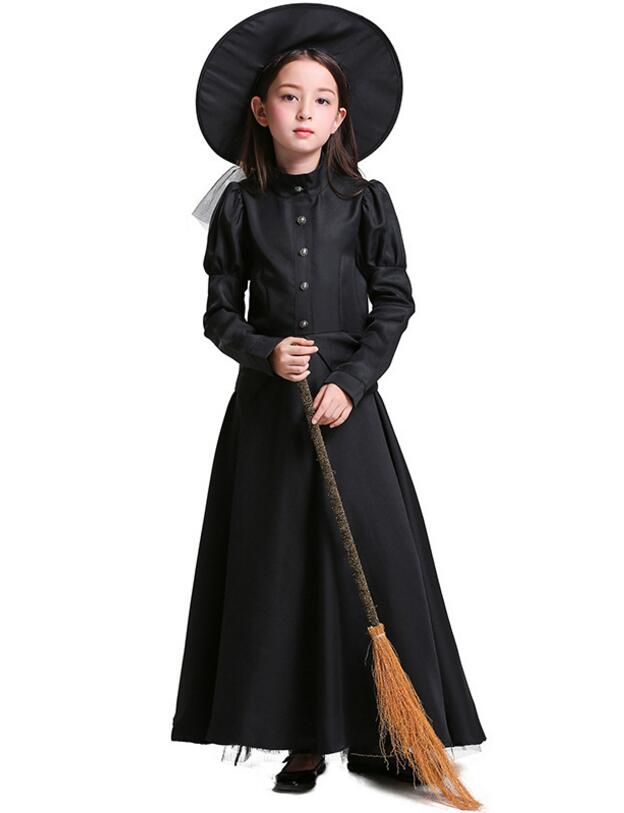 F68182 Hot Sale Girls Witch Costume, Halloween Children Classic Witchy Dress Up